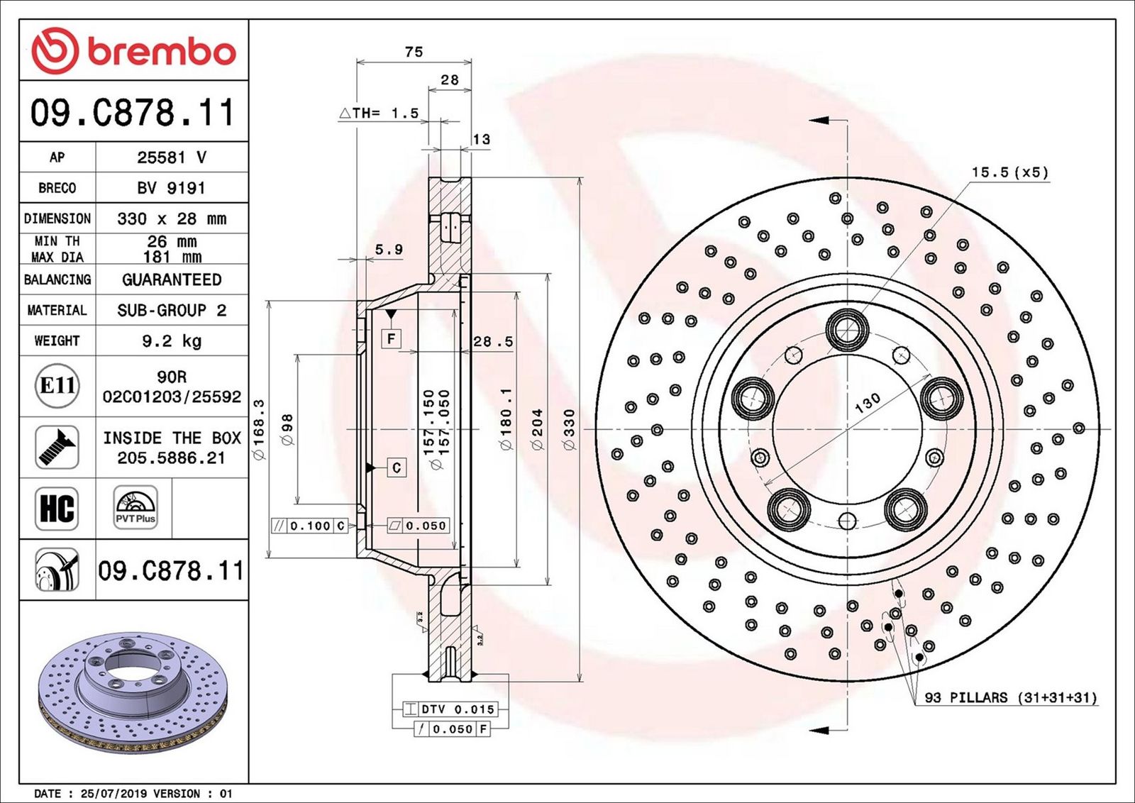 BREMBO 09.C878.11 - Bremsscheibe