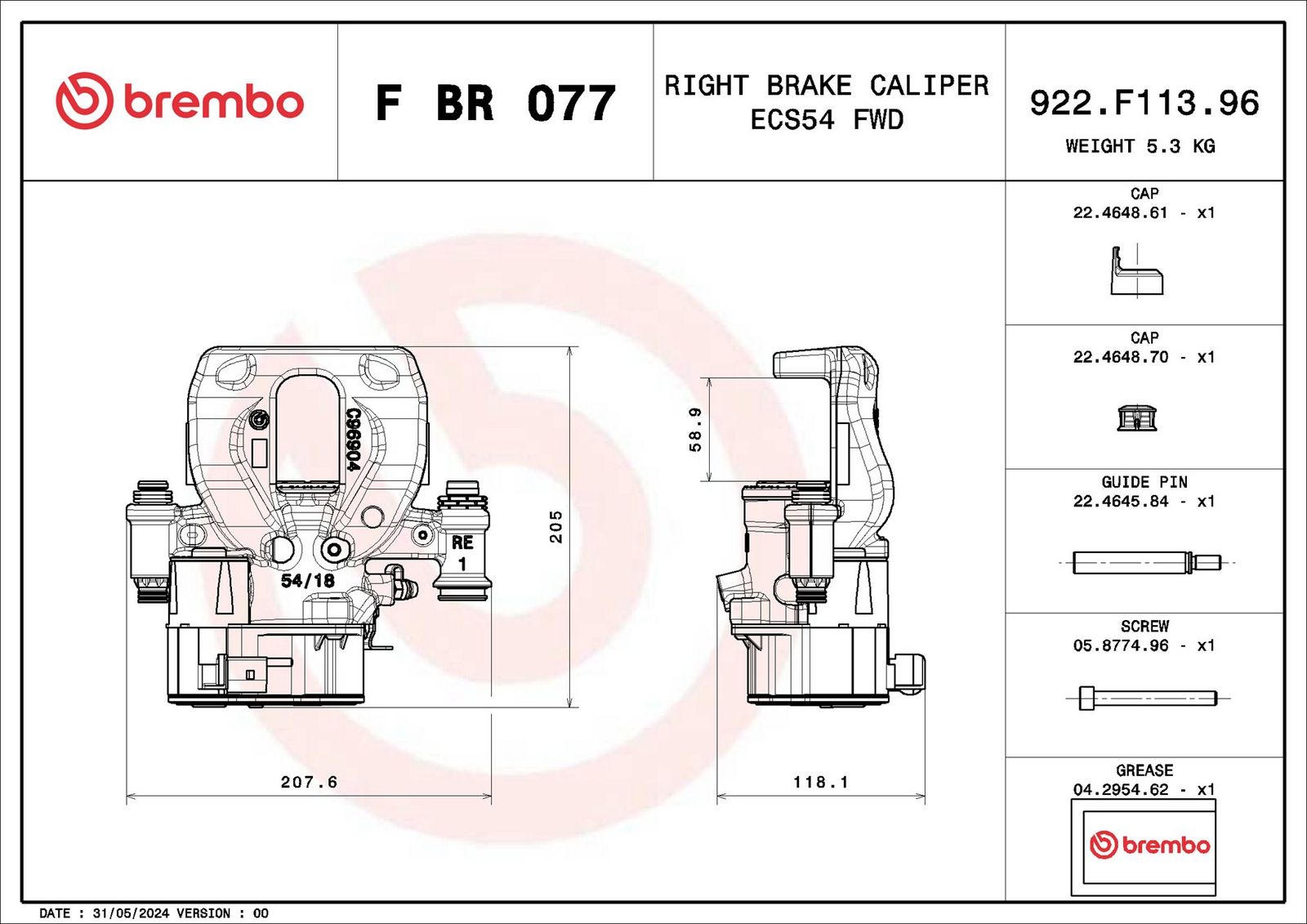 BREMBO F BR 077 - Bremssattel