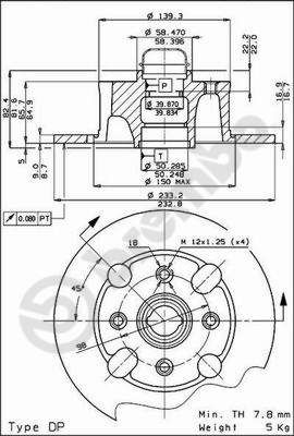 BREMBO 08.2163.18 - Bremsscheibe