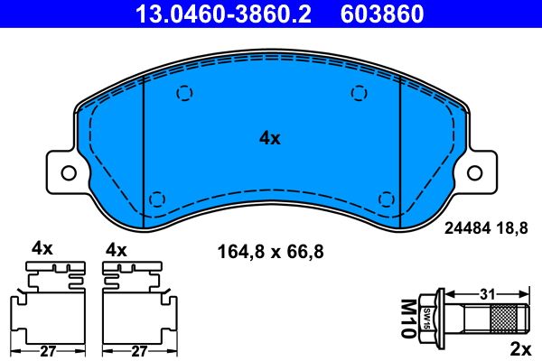 ATE 13.0460-3860.2 - Bremsbelagsatz, Scheibenbremse