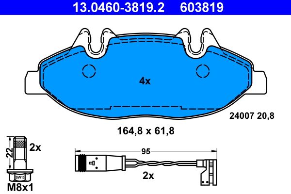 ATE 13.0460-3819.2 - Bremsbelagsatz, Scheibenbremse
