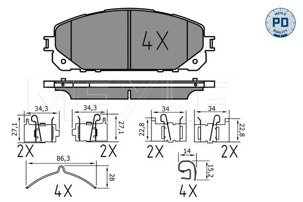 MEYLE 025 220 7018/PD - Bremsbelagsatz, Scheibenbremse
