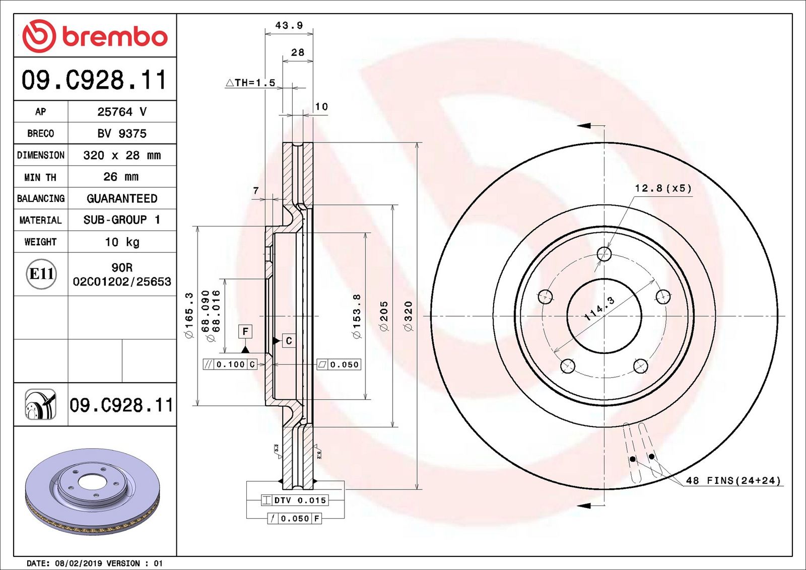 BREMBO 09.C928.11 - Bremsscheibe