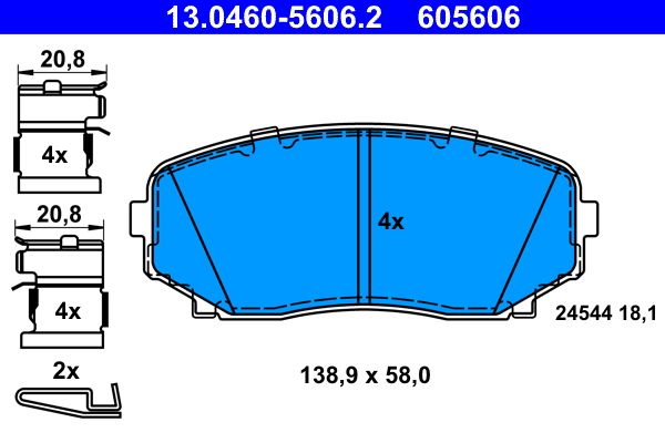 ATE 13.0460-5606.2 - Bremsbelagsatz, Scheibenbremse