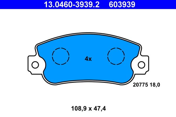 ATE 13.0460-3939.2 - Bremsbelagsatz, Scheibenbremse