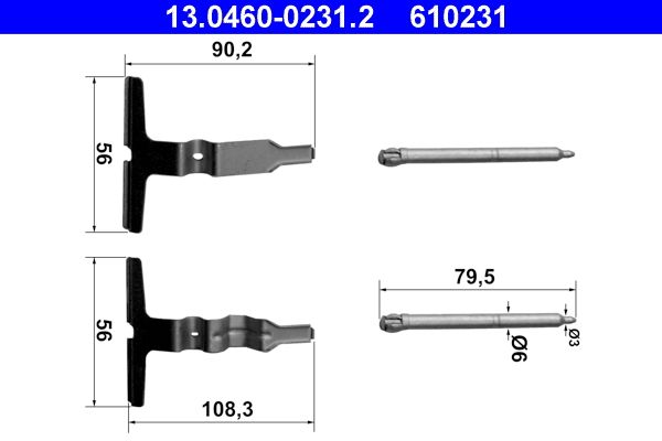 ATE 13.0460-0231.2 - Zubehörsatz, Scheibenbremsbelag
