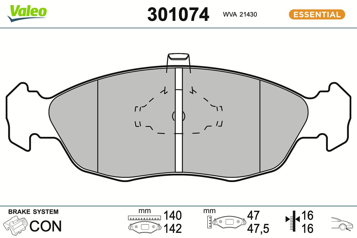 VALEO 301074 - Bremsbelagsatz, Scheibenbremse