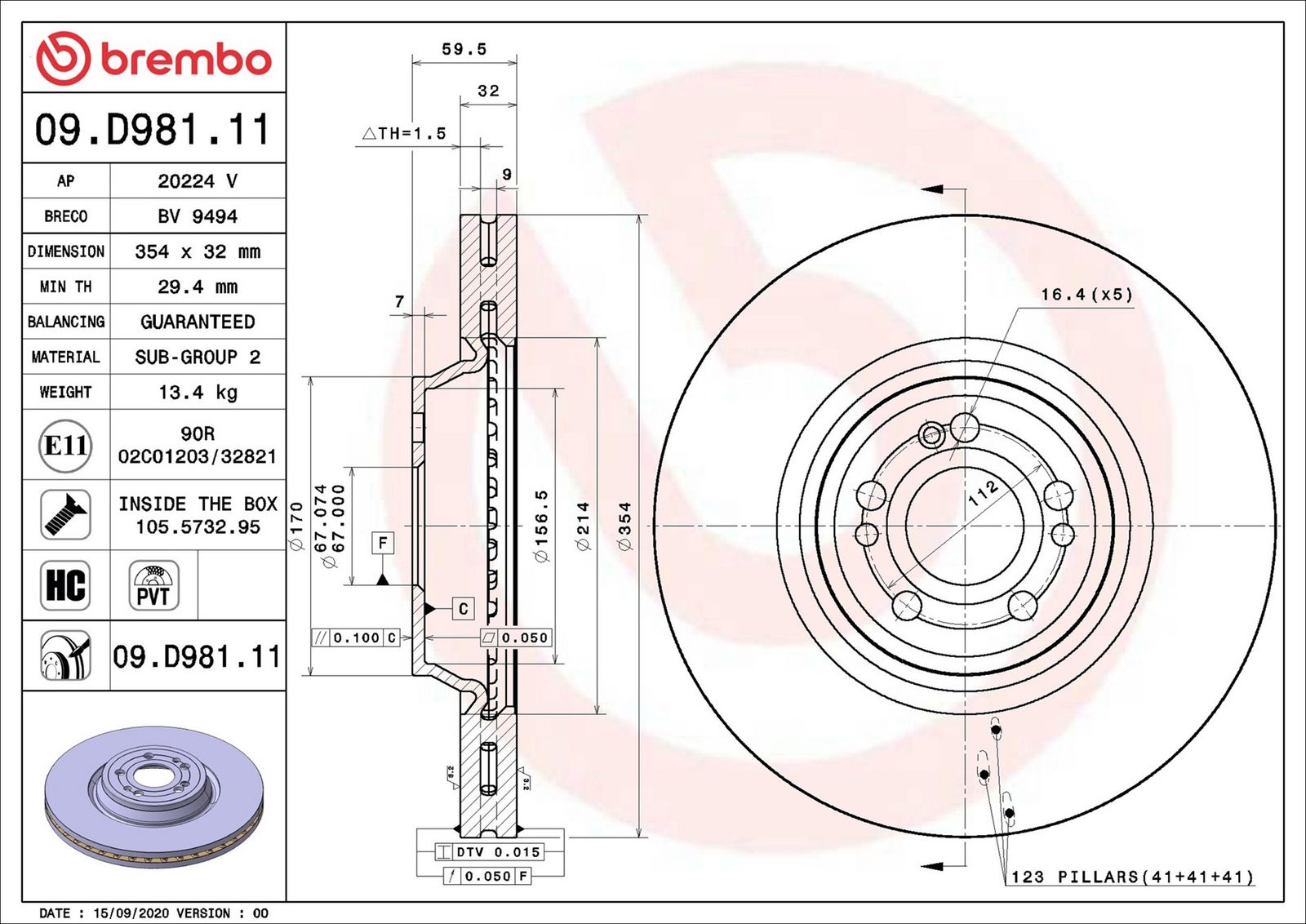 BREMBO 09.D981.11 - Bremsscheibe