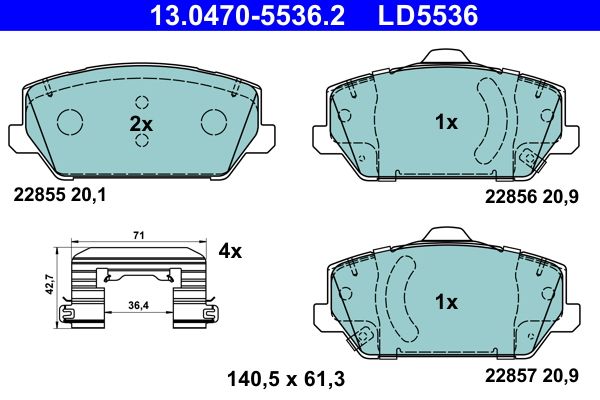ATE 13.0470-5536.2 - Bremsbelagsatz, Scheibenbremse