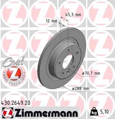 ZIMMERMANN 430.2649.20 - Bremsscheibe