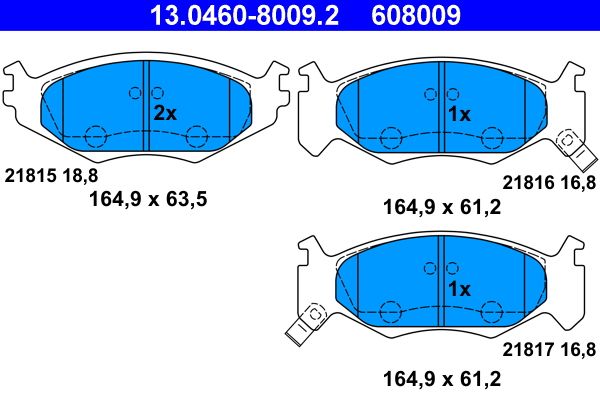 ATE 13.0460-8009.2 - Bremsbelagsatz, Scheibenbremse
