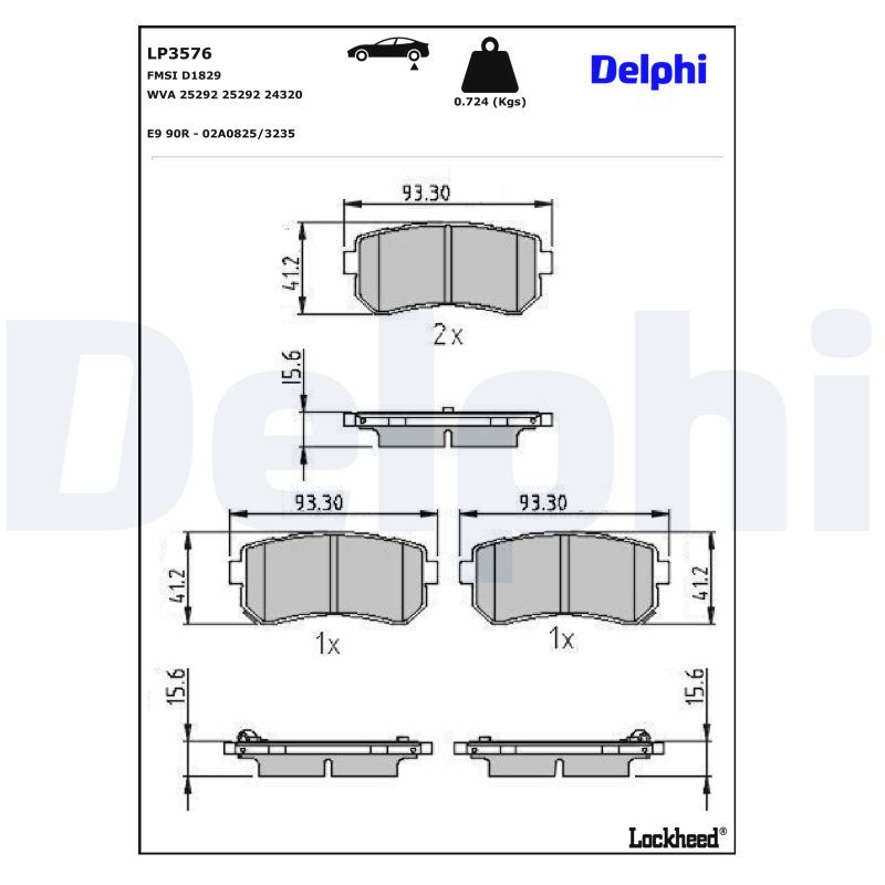 DELPHI LP3576 - Bremsbelagsatz, Scheibenbremse