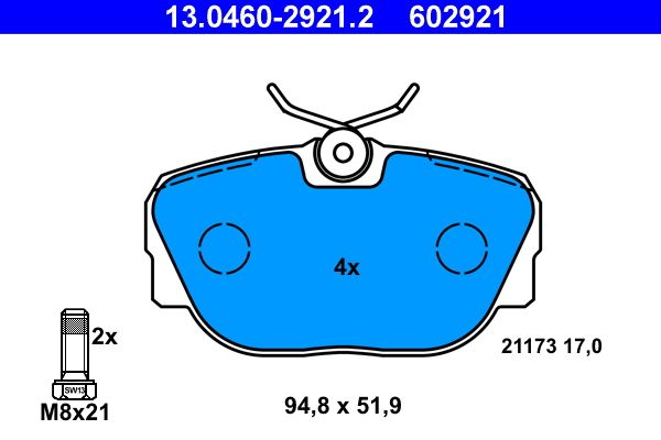 ATE 13.0460-2921.2 - Bremsbelagsatz, Scheibenbremse