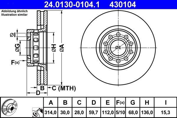 ATE 24.0130-0104.1 - Bremsscheibe