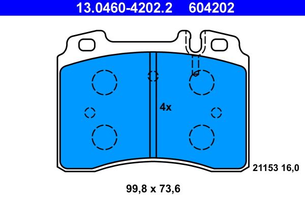 ATE 13.0460-4202.2 - Bremsbelagsatz, Scheibenbremse