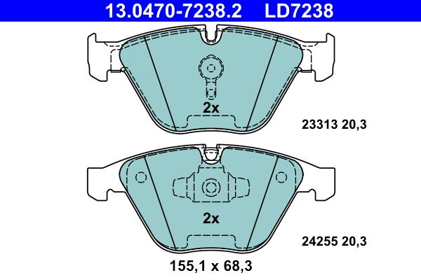 ATE 13.0470-7238.2 - Bremsbelagsatz, Scheibenbremse