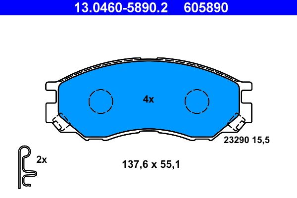 ATE 13.0460-5890.2 - Bremsbelagsatz, Scheibenbremse