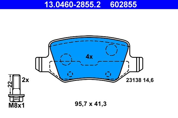 ATE 13.0460-2855.2 - Bremsbelagsatz, Scheibenbremse