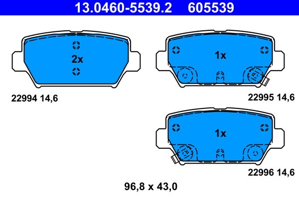 ATE 13.0460-5539.2 - Bremsbelagsatz, Scheibenbremse
