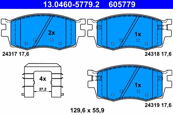 ATE 13.0460-5779.2 - Bremsbelagsatz, Scheibenbremse