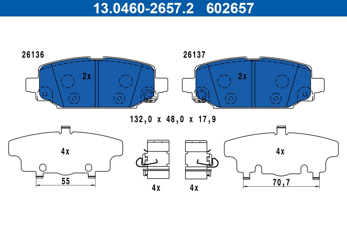 ATE 13.0460-2657.2 - Bremsbelagsatz, Scheibenbremse