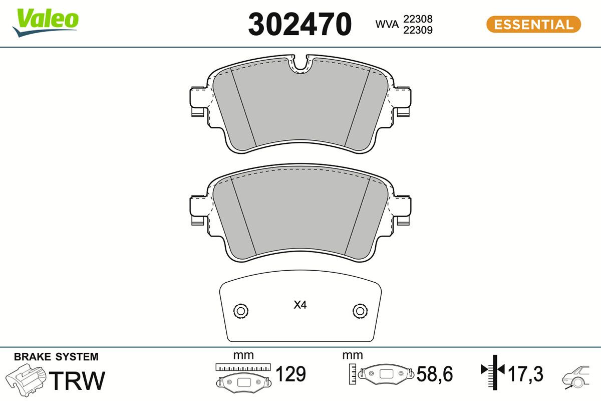 VALEO 302470 - Bremsbelagsatz, Scheibenbremse