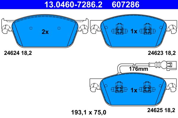 ATE 13.0460-7286.2 - Bremsbelagsatz, Scheibenbremse