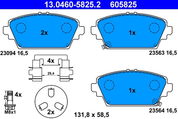 ATE 13.0460-5825.2 - Bremsbelagsatz, Scheibenbremse