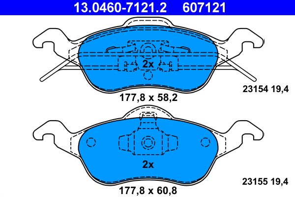 ATE 13.0460-7121.2 - Bremsbelagsatz, Scheibenbremse