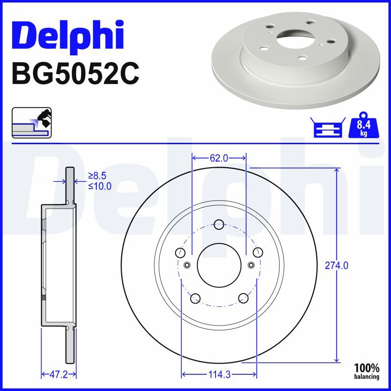 DELPHI BG5052C - Bremsscheibe