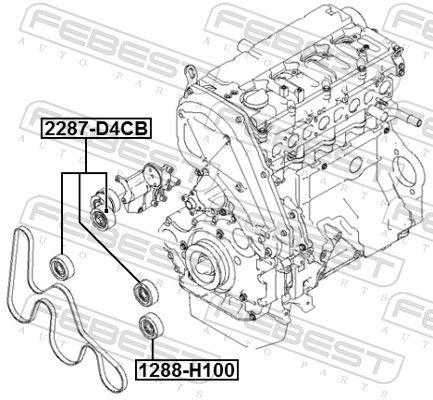 FEBEST 1288-H100 - Umlenk-/Führungsrolle, Keilrippenriemen