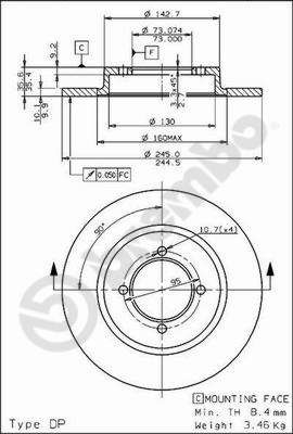 BREMBO 08.3955.10 - Bremsscheibe