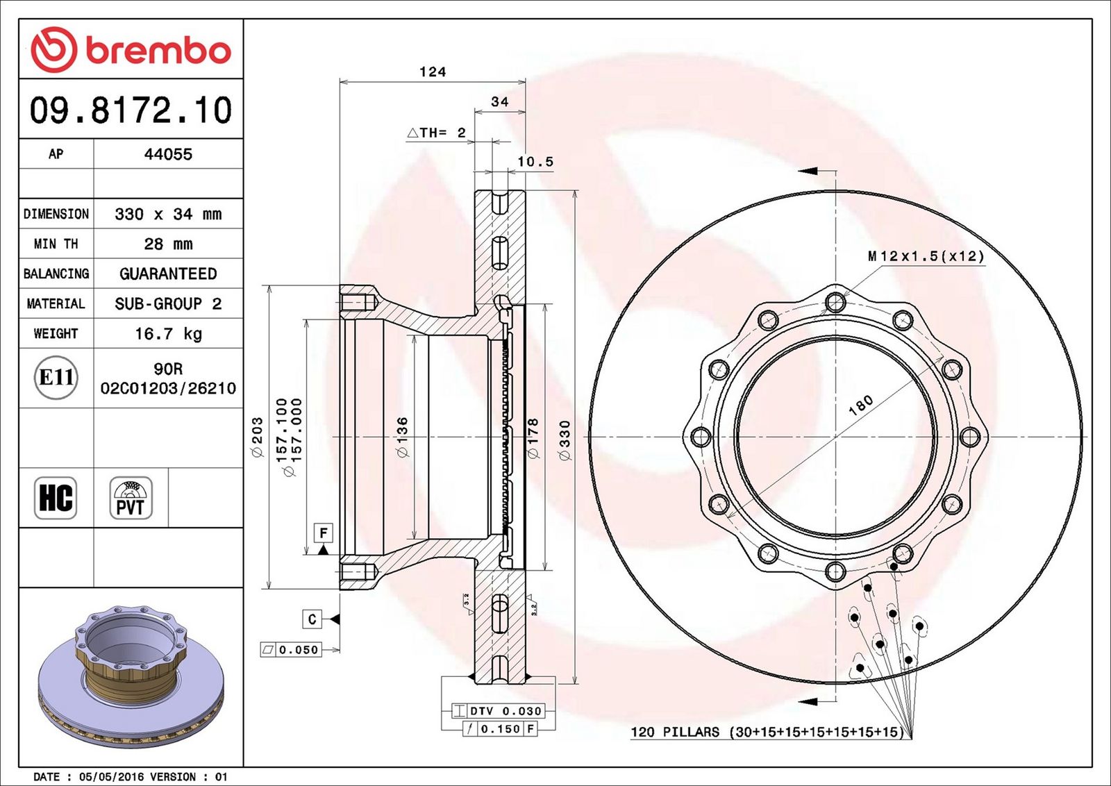 BREMBO 09.8172.10 - Bremsscheibe