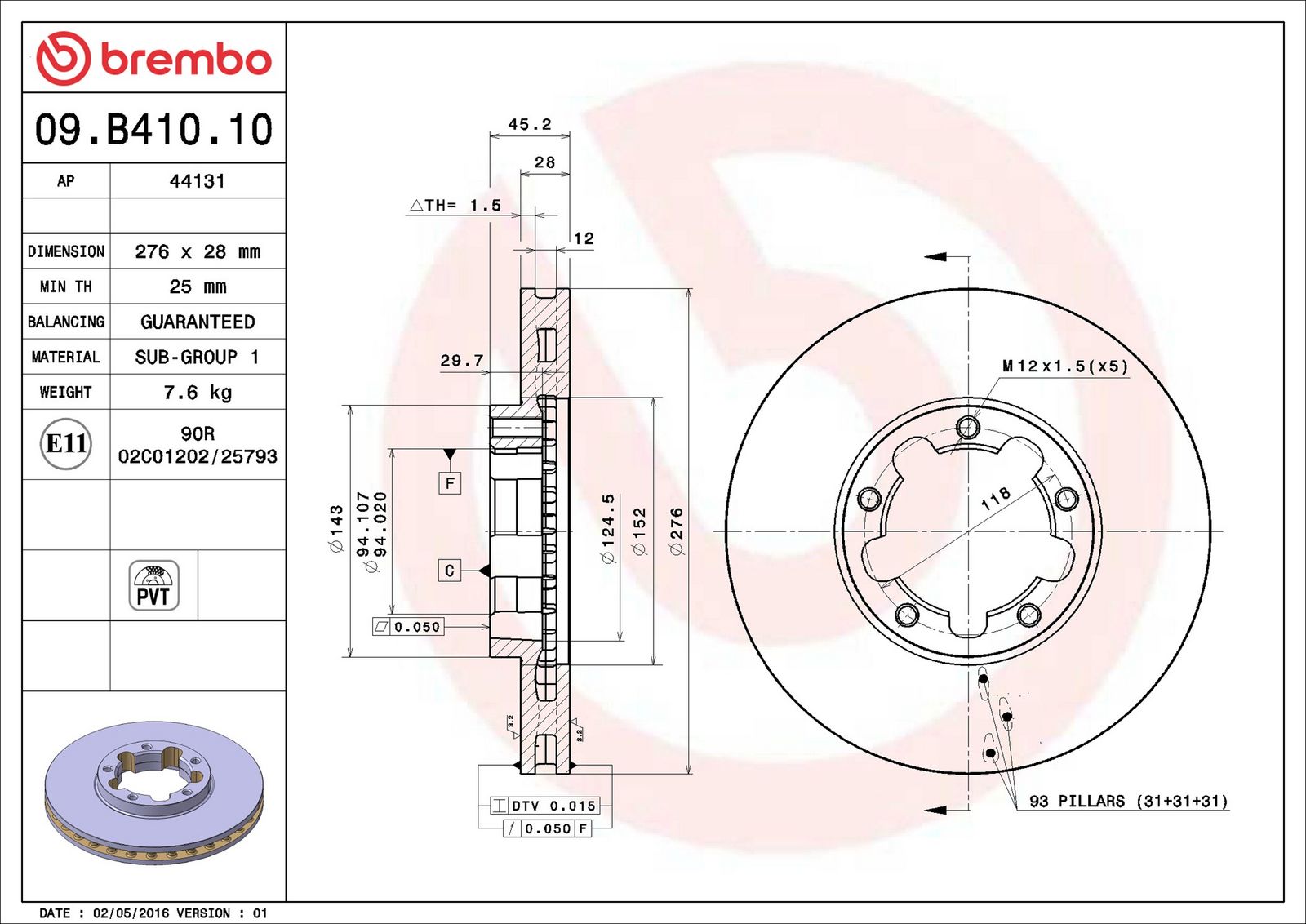 BREMBO 09.B410.10 - Bremsscheibe