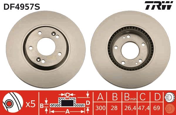 TRW DF4957S - Bremsscheibe