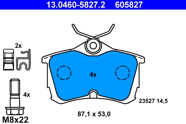 ATE 13.0460-5827.2 - Bremsbelagsatz, Scheibenbremse