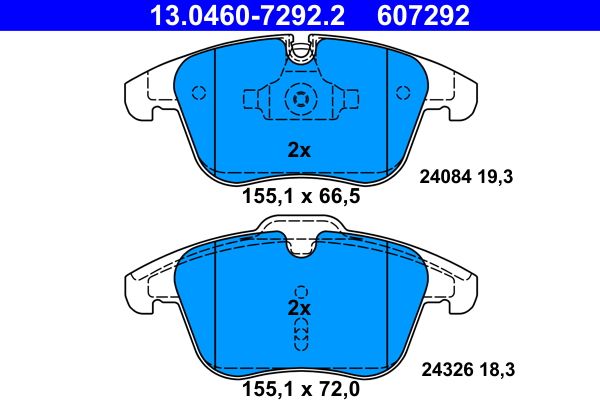 ATE 13.0460-7292.2 - Bremsbelagsatz, Scheibenbremse