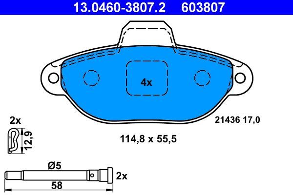 ATE 13.0460-3807.2 - Bremsbelagsatz, Scheibenbremse