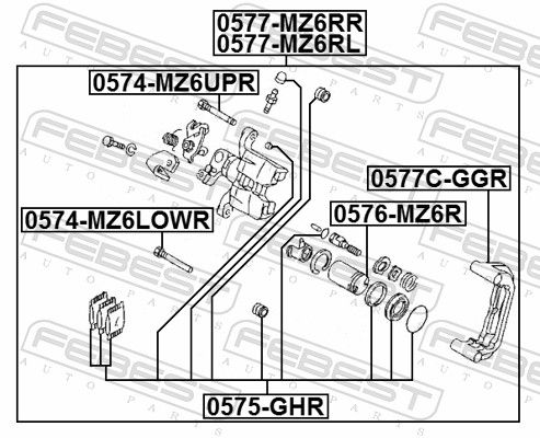 FEBEST 0577C-GGR - Bremssattelhaltersatz