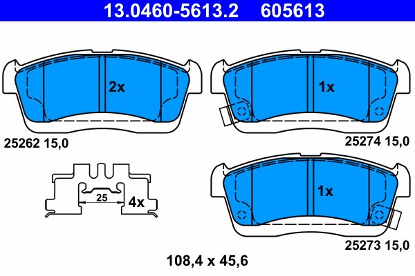 ATE 13.0460-5613.2 - Bremsbelagsatz, Scheibenbremse