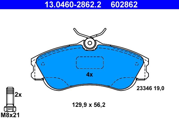 ATE 13.0460-2862.2 - Bremsbelagsatz, Scheibenbremse