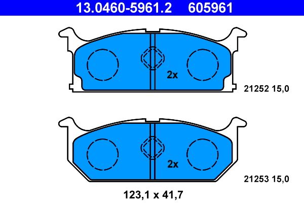 ATE 13.0460-5961.2 - Bremsbelagsatz, Scheibenbremse