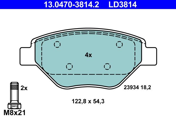 ATE 13.0470-3814.2 - Bremsbelagsatz, Scheibenbremse