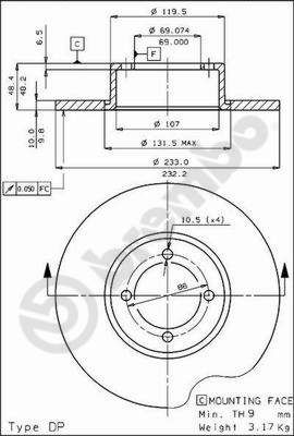 BREMBO 08.3518.10 - Bremsscheibe