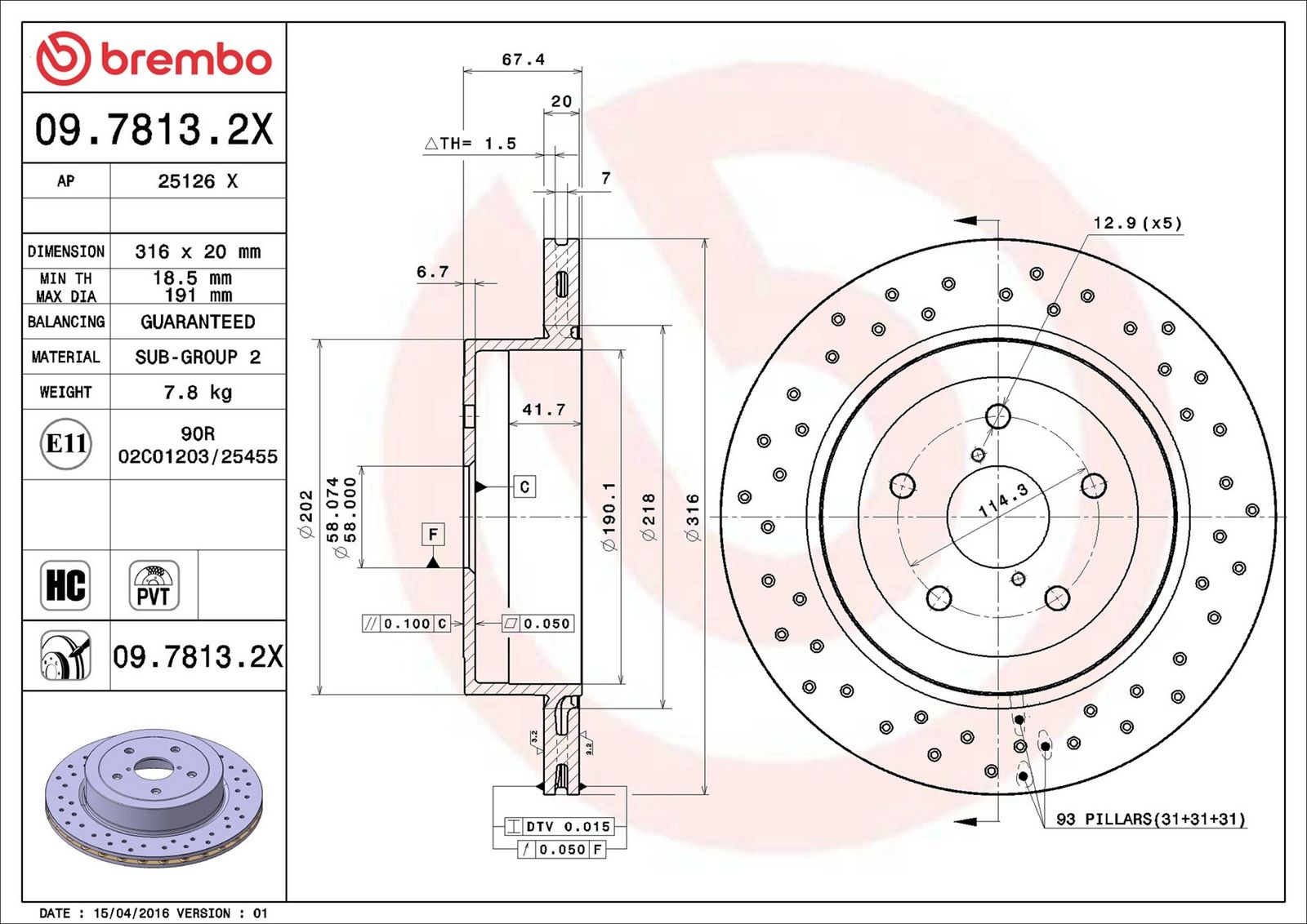 BREMBO 09.7813.2X - Bremsscheibe