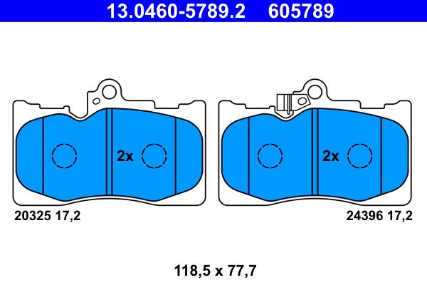 ATE 13.0460-5789.2 - Bremsbelagsatz, Scheibenbremse