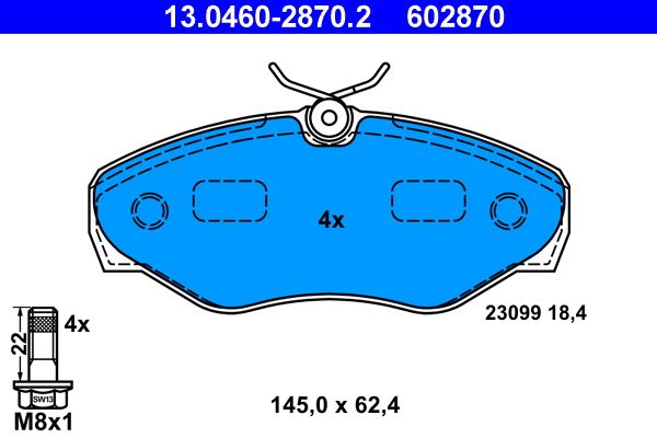 ATE 13.0460-2870.2 - Bremsbelagsatz, Scheibenbremse