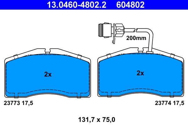 ATE 13.0460-4802.2 - Bremsbelagsatz, Scheibenbremse