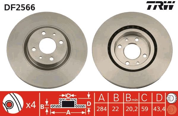 TRW DF2566 - Bremsscheibe