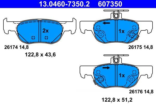 ATE 13.0460-7350.2 - Bremsbelagsatz, Scheibenbremse